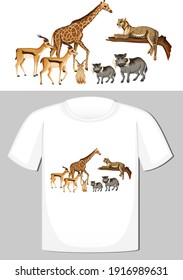 Group of wild animals design for t-shirt illustration