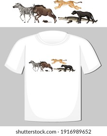 Group of wild animals design for t-shirt illustration