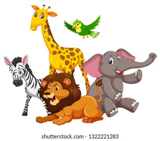 Group of wild animals illustration