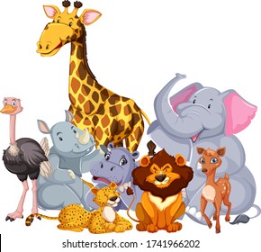 Group Wild Animals Illustration Stock Vector (Royalty Free) 1741966202 ...