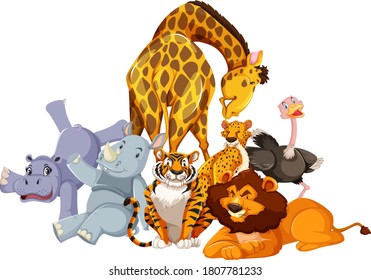 Group of wild animals illustration