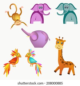 group of wild animals illustration