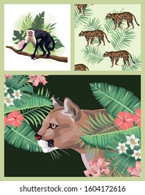 group of wild and exotic animals vector illustration design