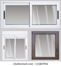 group of windows isolated over grey background