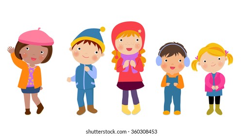 Group of winter kids