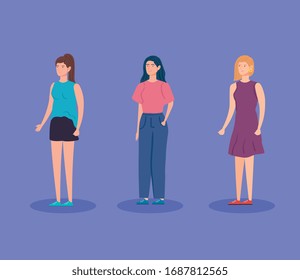 group women avatar character icon vector illustration design