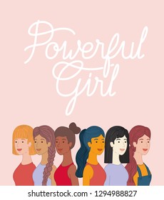 group of women characters with feminist message