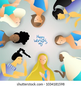group of women chit chat,cute cartoon character,vector illustration for greeting card,invitation, celebration or poster,international women's day
