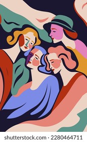 A group of women. Concept illustration for the celebration of International women's day.