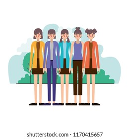 group of women in the field characters