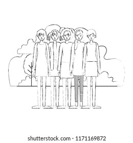 group of women in the field characters