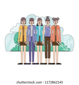 group of women in the field characters