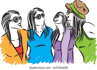 group of women friends having fun