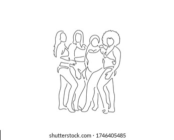 Group of women line drawing, vector illustration design.