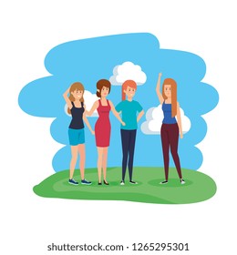 group of women in the park characters