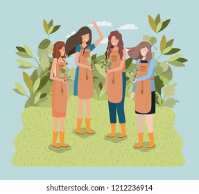 group of women planting trees in the park
