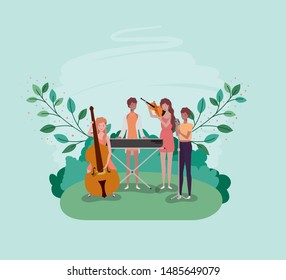 group of women playing instruments in the camp