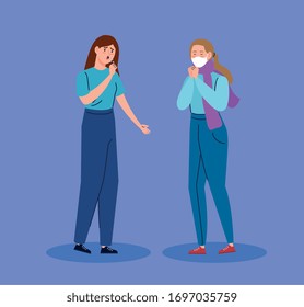 group women sick avatar character vector illustration design