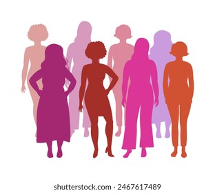 Group of women in silhouette. 