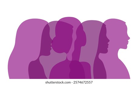 group of women silhouette illustration vector, women's day, march 8