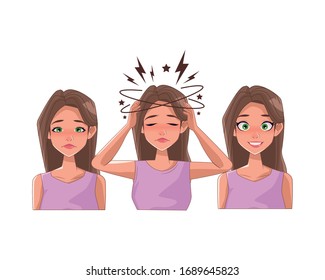 Group Of Women With Stress Symptoms Vector Illustration Design