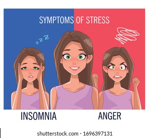 Group Of Women With Stress Symptoms Vector Illustration Design