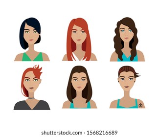 group of women style punk vector illustration design