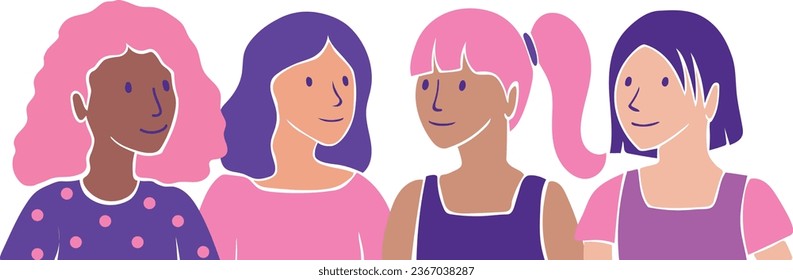 Group of women supporting each other. Vector illustration. International Womens Day.	