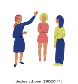 Group of women talking. Hand-drawn vector illustration