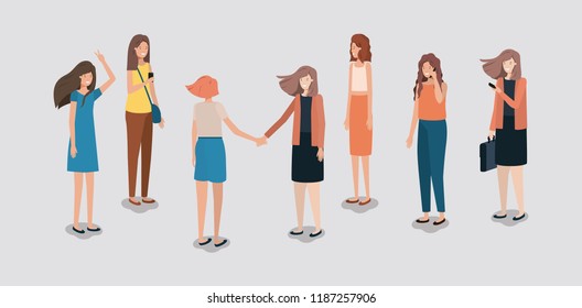 group of women using smartphone