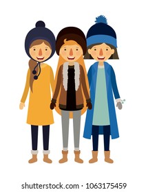 group of women with winter clothes