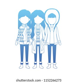 group of women with winter clothes