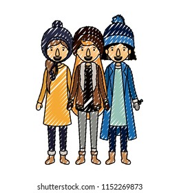 group of women with winter clothes