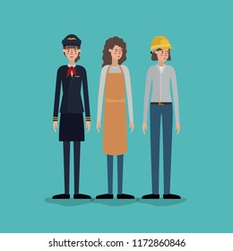 group of women workers avatars characters