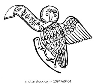 It is a group of words which representing syllables vintage line drawing or engraving illustration.