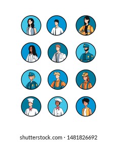 group of workers avatar character