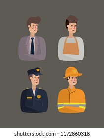group of workers avatars characters