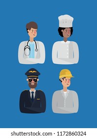 group of workers avatars characters
