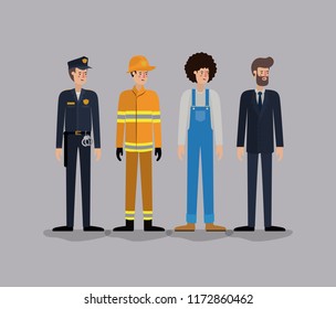 group of workers avatars characters