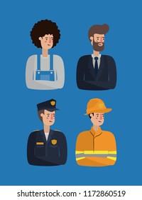 group of workers avatars characters
