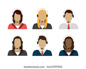 group of workers call center vector illustration design