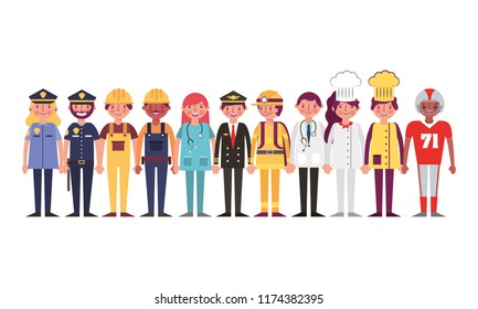 group of workers characters