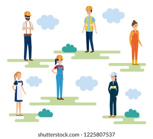 group of workers characters