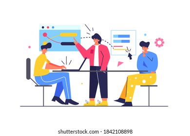 A group of workers are discussing their future project