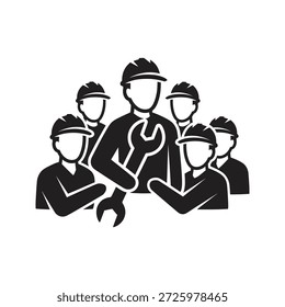 Group of workers icon for teamwork and industrial staff partnership a symbol for labor union and construction team employee collaboration