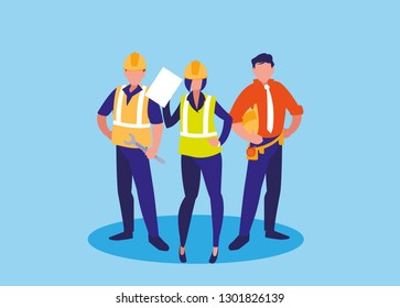 group of workers industrials avatar character