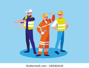 group of workers industrials avatar character