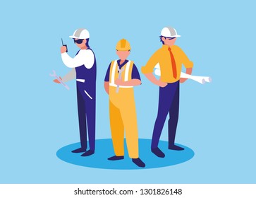 group of workers industrials avatar character