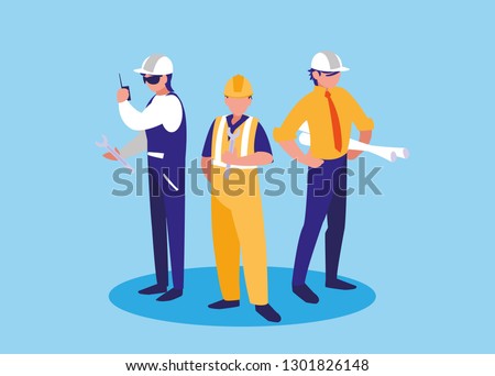 group of workers industrials avatar character