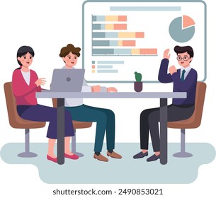 Un grupo de trabajadores se reúne para analizar datos